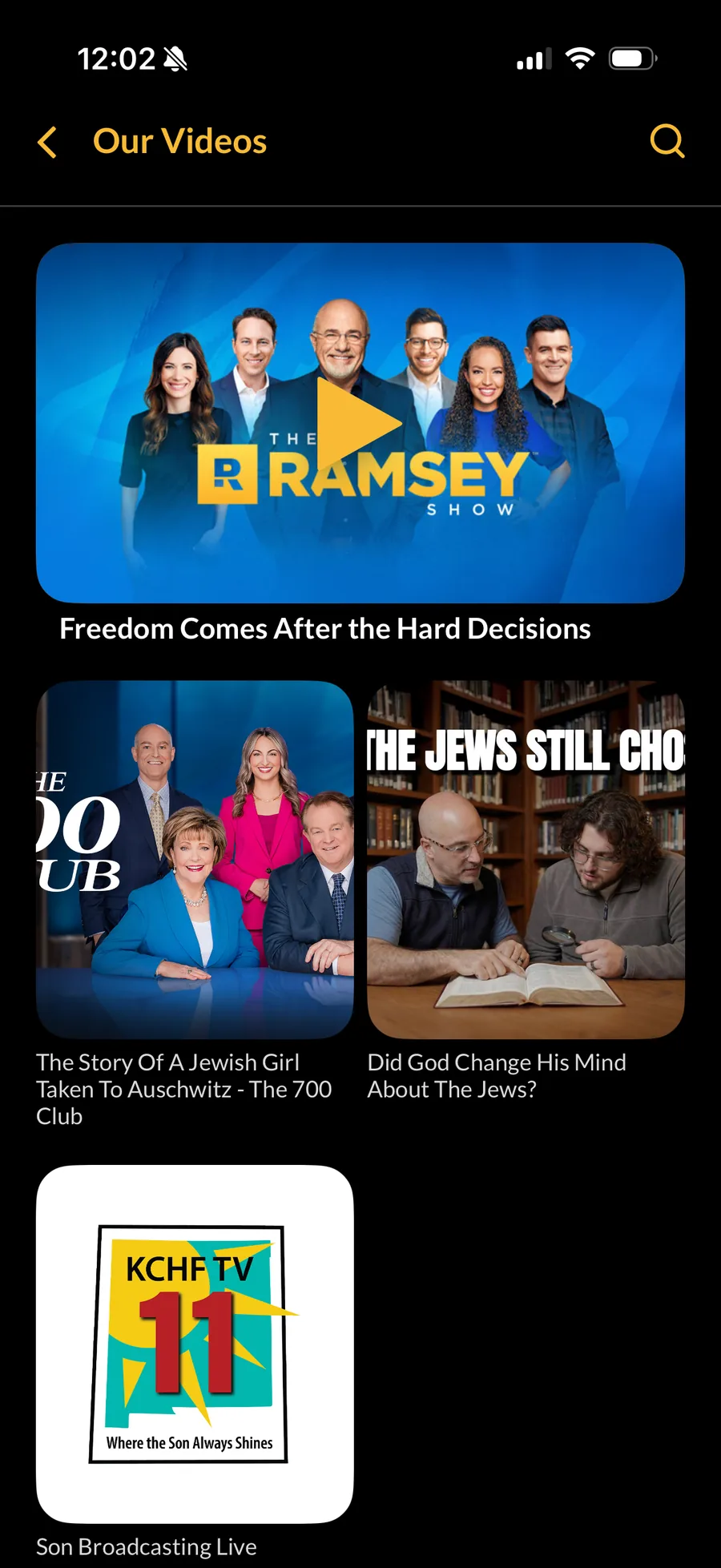 On-demand TV programs inside Today With God