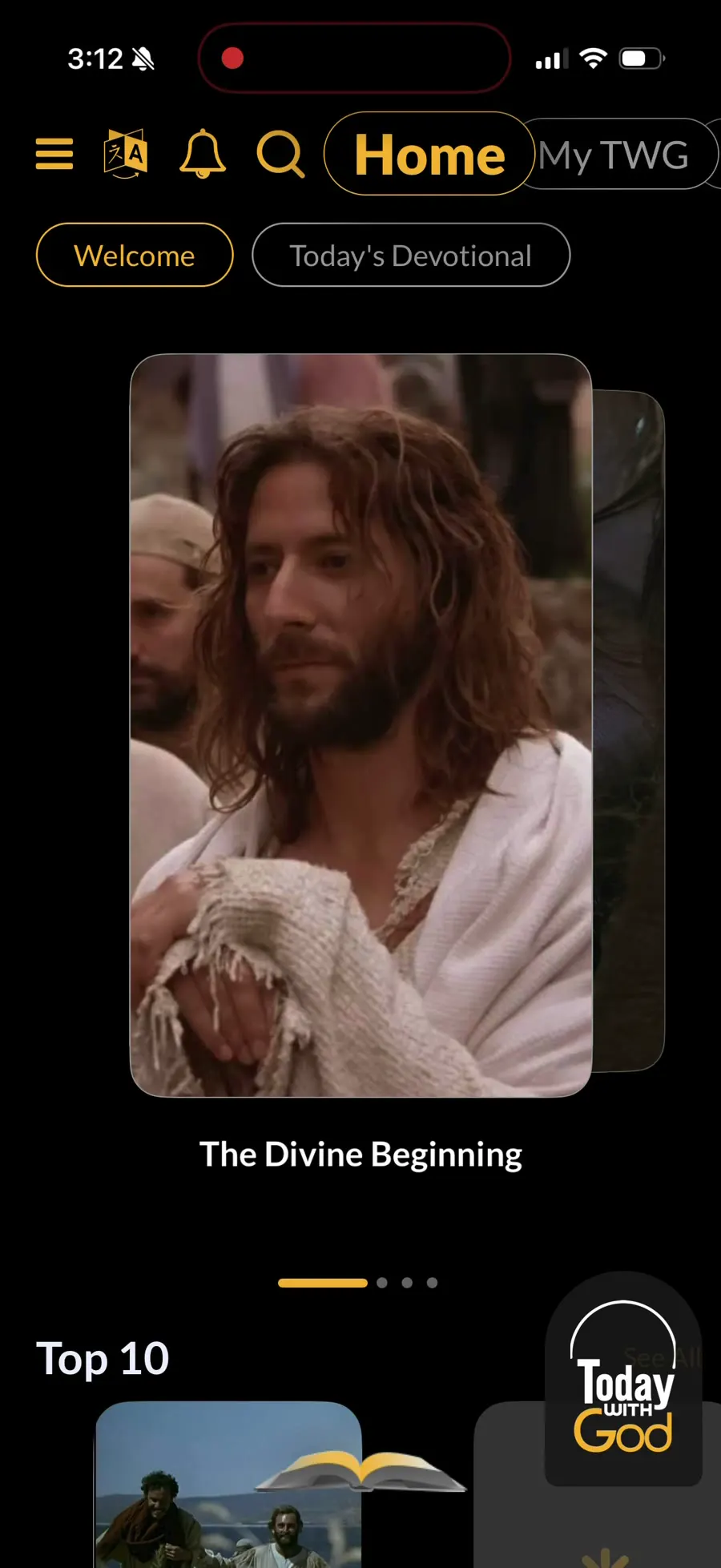Today With God app navigation