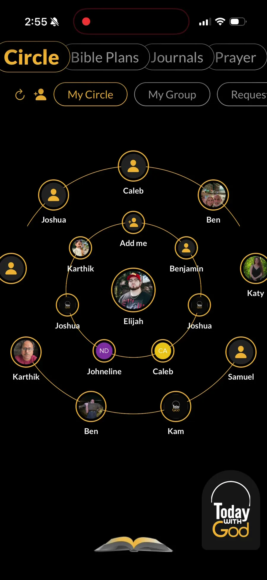An organization-specific Circle in the mobile app