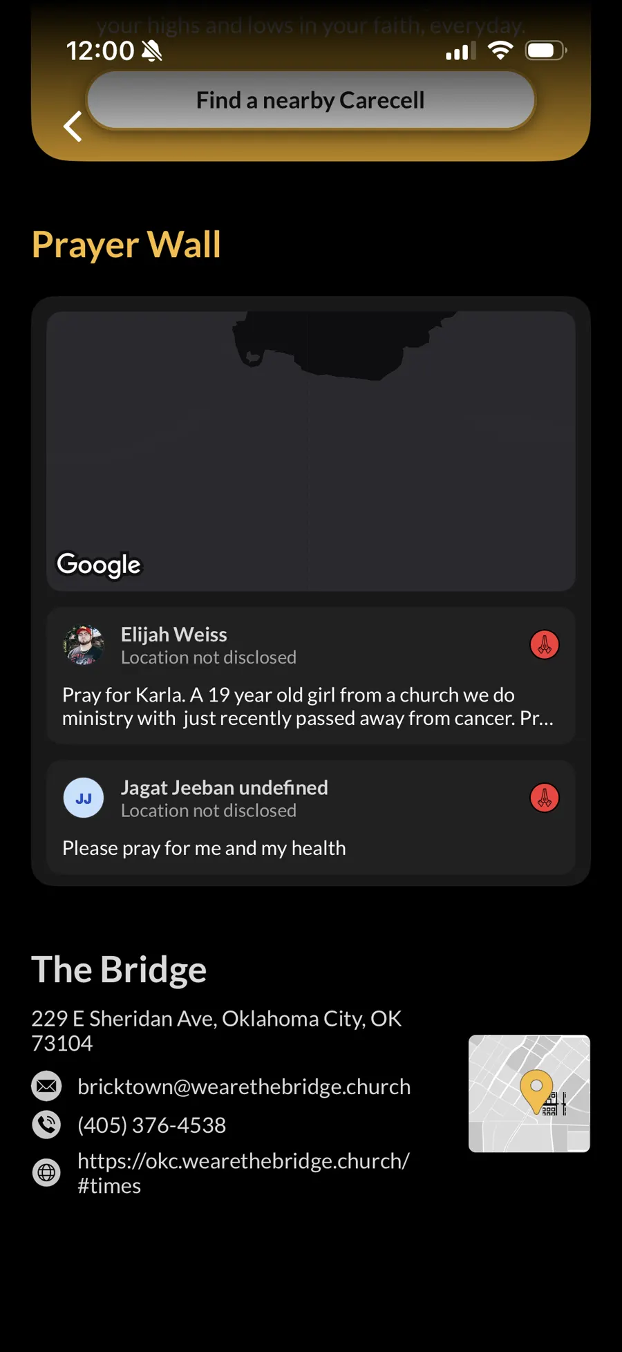 Organization prayer wall