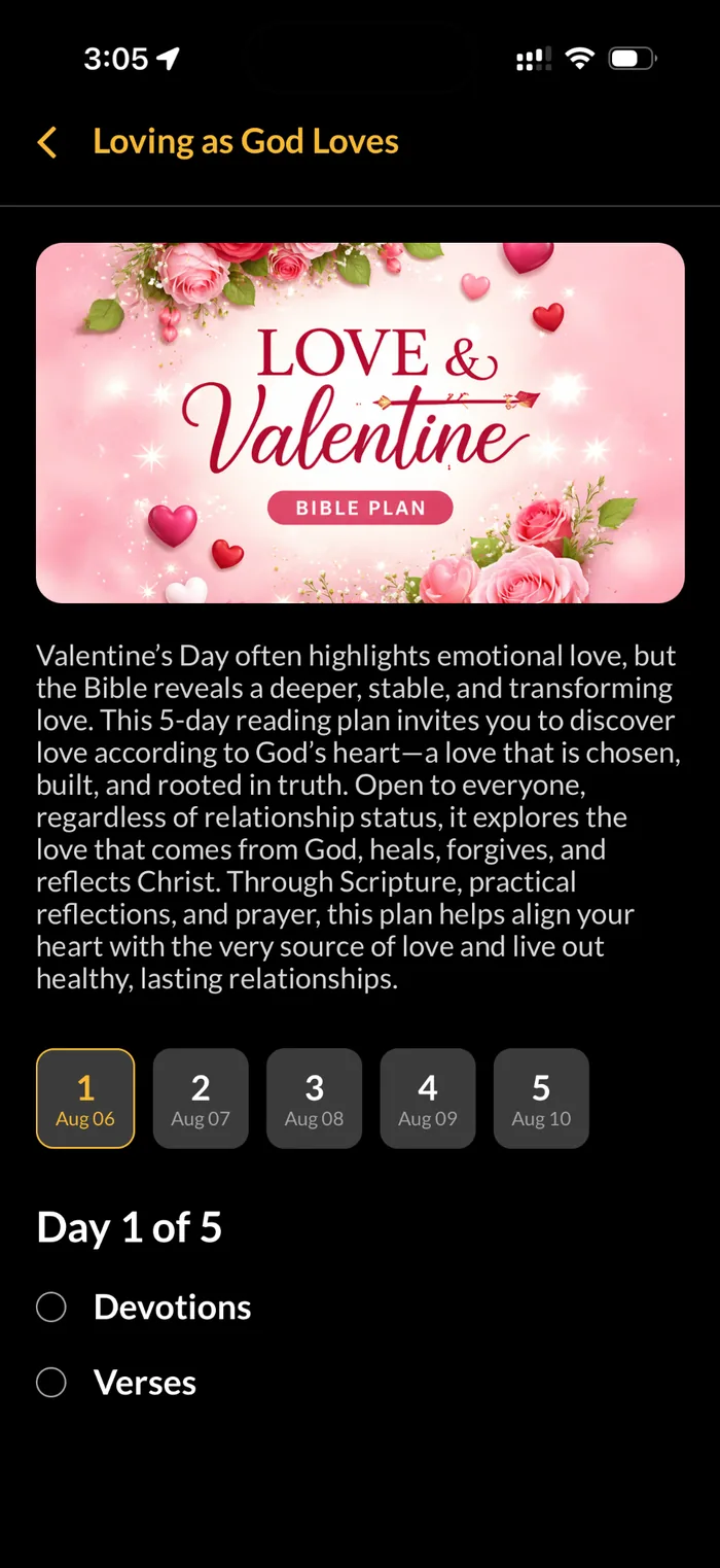 Bible plan detail on mobile