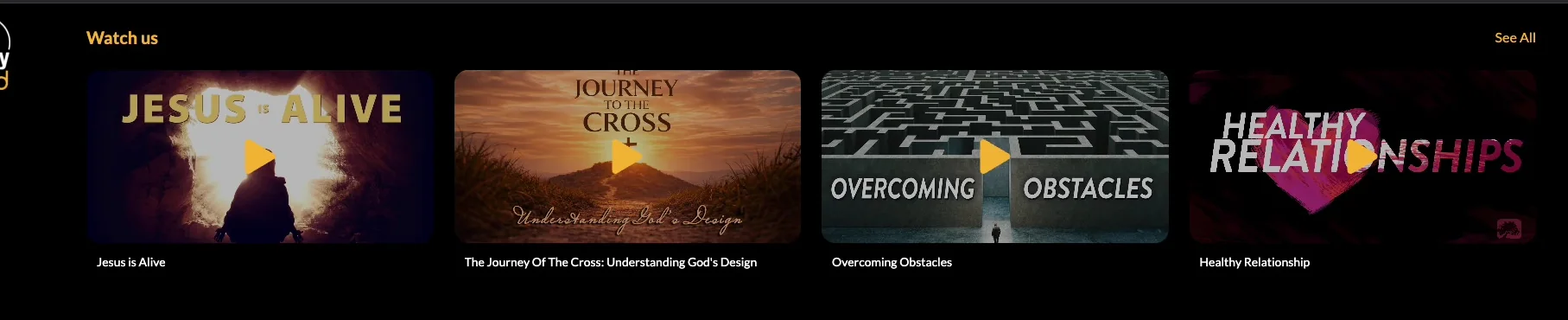 Organization video gallery on the website
