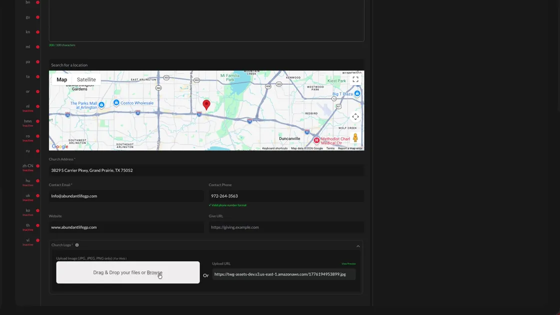 CMS training screen for Add your logo