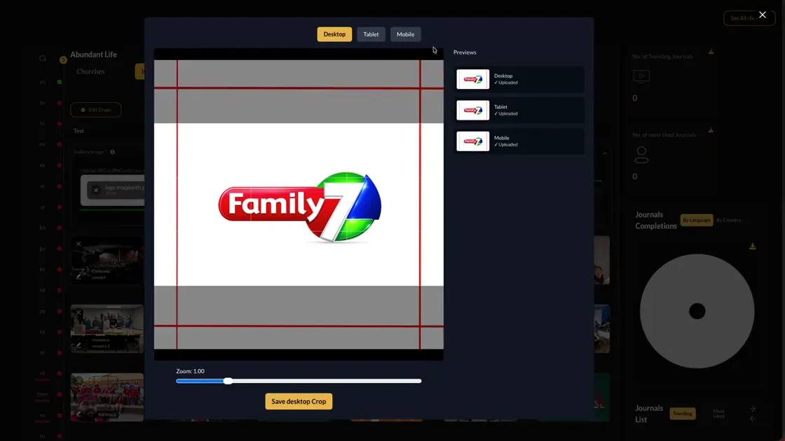 CMS training screen for Build your image gallery and crops