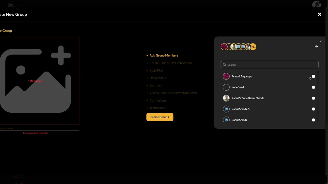 CMS training screen for Create an organization Group