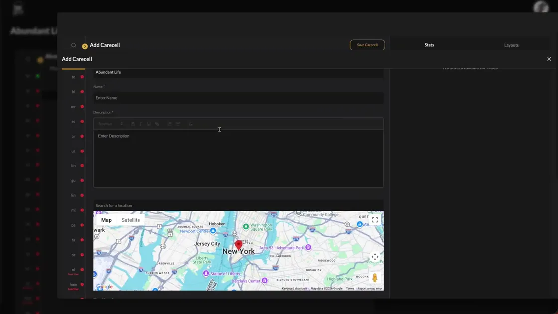 CMS training screen for Use Carecells