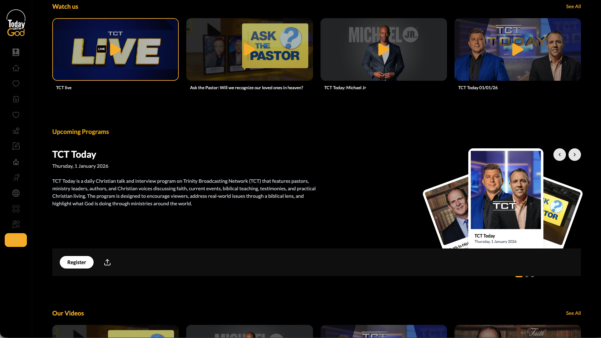 Channel page on Today With God web